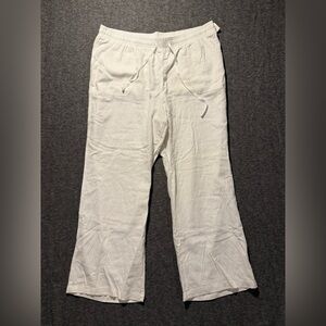 Cato linen blend wide leg pants womens 22/24W off white High Rise beach comfort